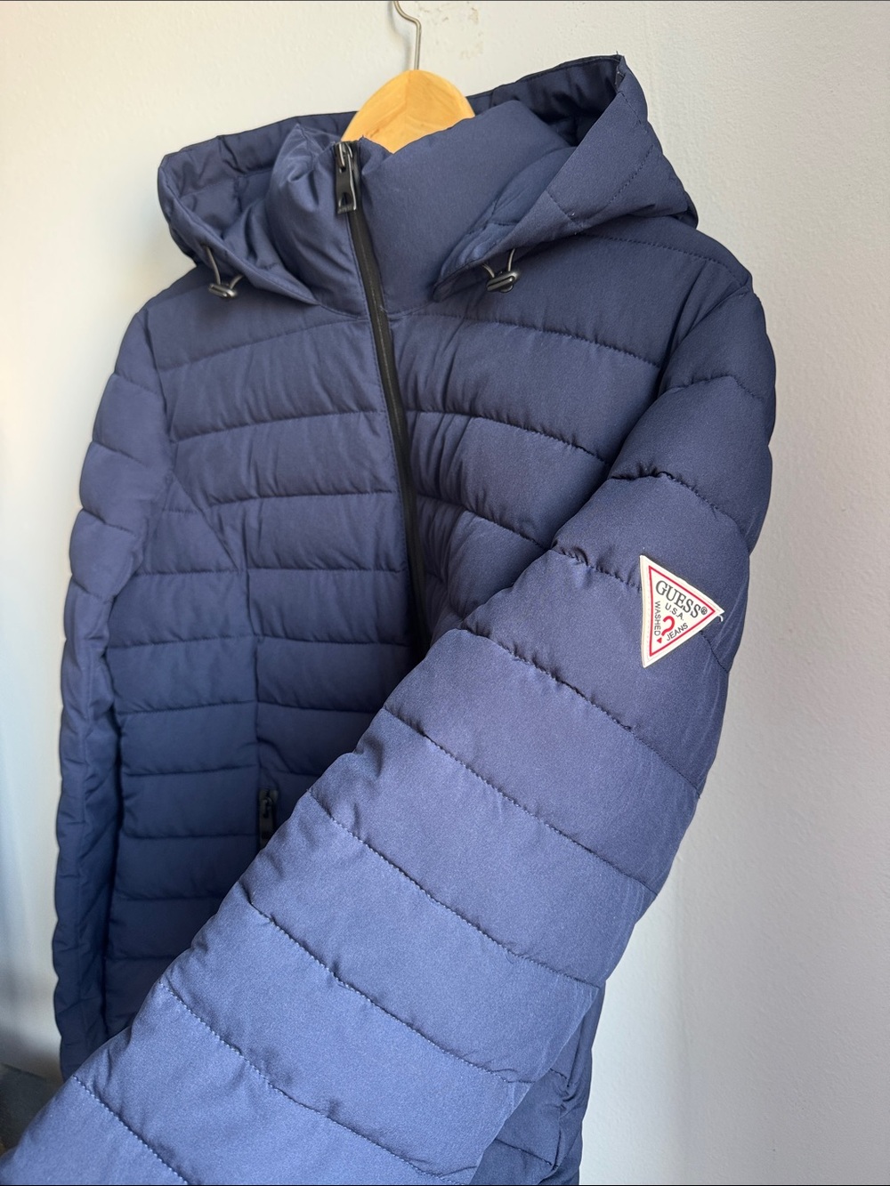 Guess Women Navy Blue Hooded Puffer Jacket